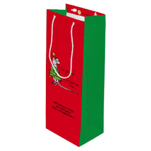 Christmas Mouse Cute Funny Holiday Wine Gift Bag