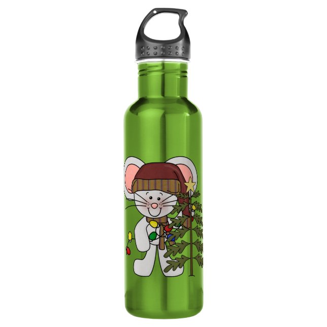 Christmas Mouse Decorating Tree 710 Ml Water Bottle (Front)