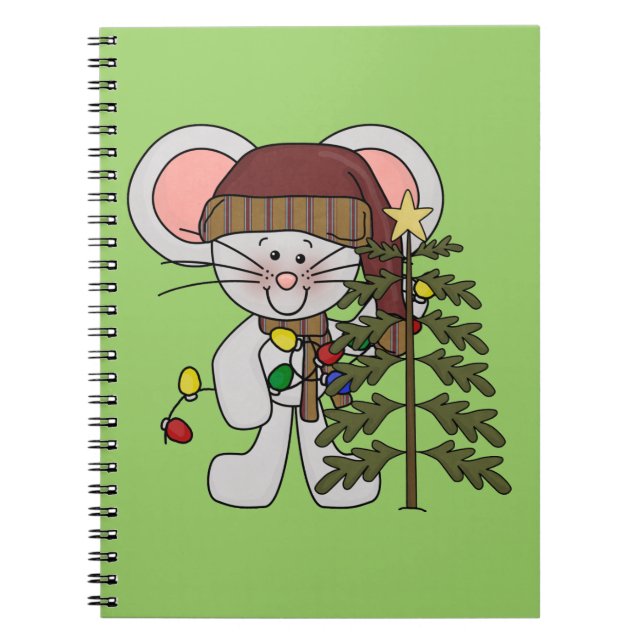 Christmas Mouse Decorating Tree Notebook (Front)