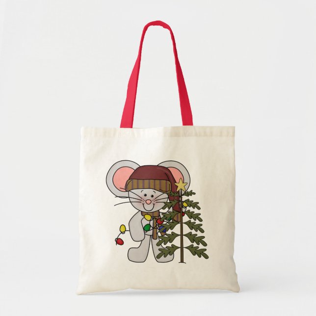 Christmas Mouse Decorating Tree Tote Bag (Front)
