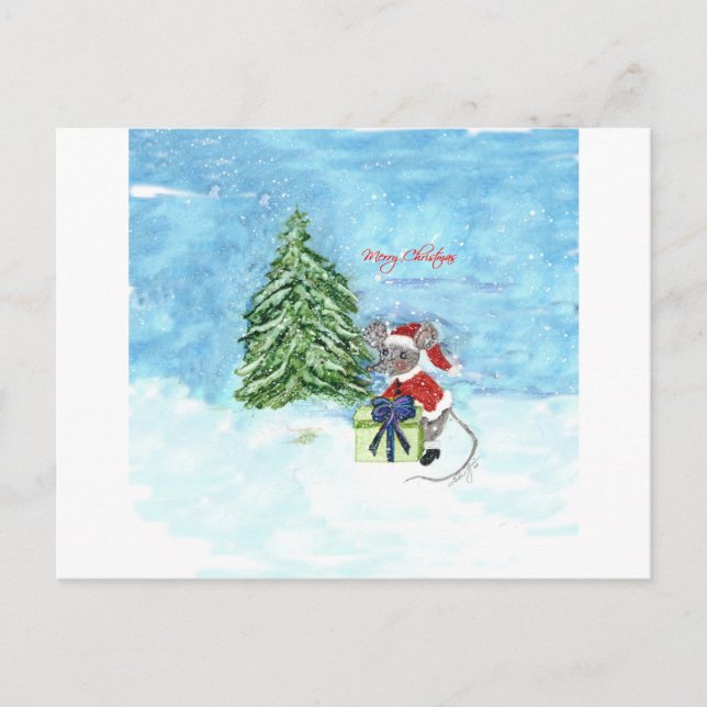 Christmas Mouse Holiday Postcard (Front)
