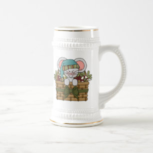 Christmas Mouse in Basket Beer Stein