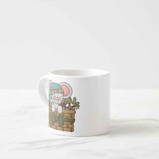 Christmas Mouse in Basket Espresso Cup (Front Left)