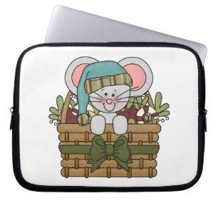 Christmas Mouse in Basket Laptop Sleeve