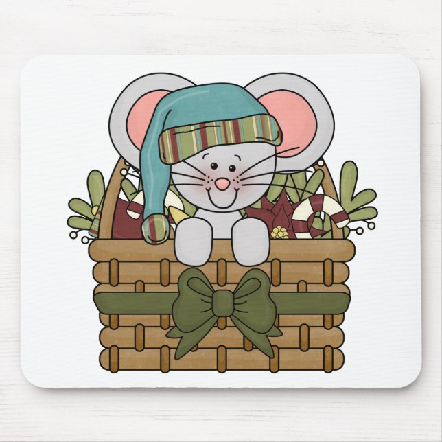 Christmas Mouse in Basket Mouse Pad (Front)