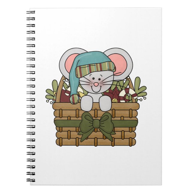 Christmas Mouse in Basket Notebook (Front)
