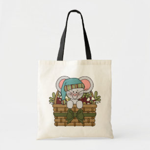 Christmas Mouse in Basket Tote Bag