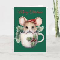 Christmas Mouse in Teacup