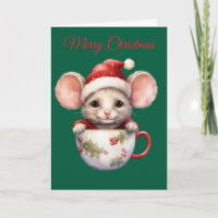 Christmas Mouse in Teacup
