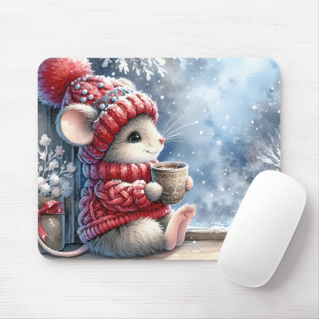 Christmas Mouse In Window Pad (With Mouse)