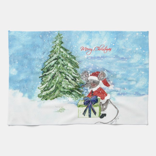 Christmas Mouse Kitchen Towel (Horizontal)