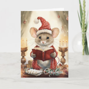 Christmas Mouse reading Holiday Card
