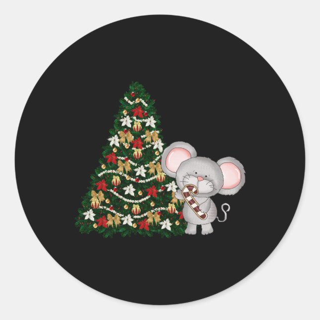 Christmas Mouse T Shirt  Classic Round Sticker (Front)