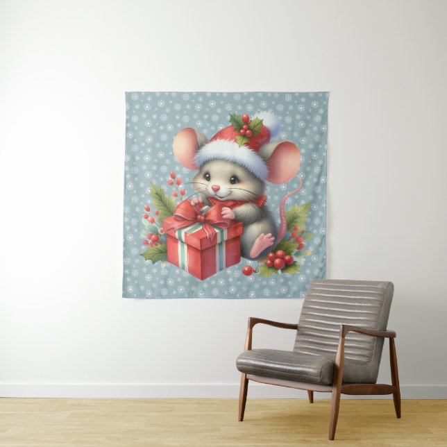 Christmas Mouse Tapestry (In Situ)