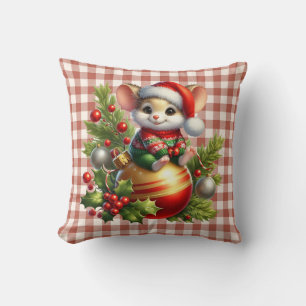 Christmas Mouse Throw Pillow