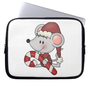Christmas Mouse With Candy Cane Laptop Sleeve