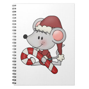 Christmas Mouse With Candy Cane Notebook