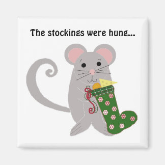 Christmas Mouse With Cheese Magnet