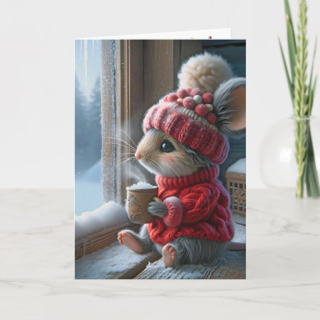 Christmas Mouse With Hot Cocoa Card (Front)