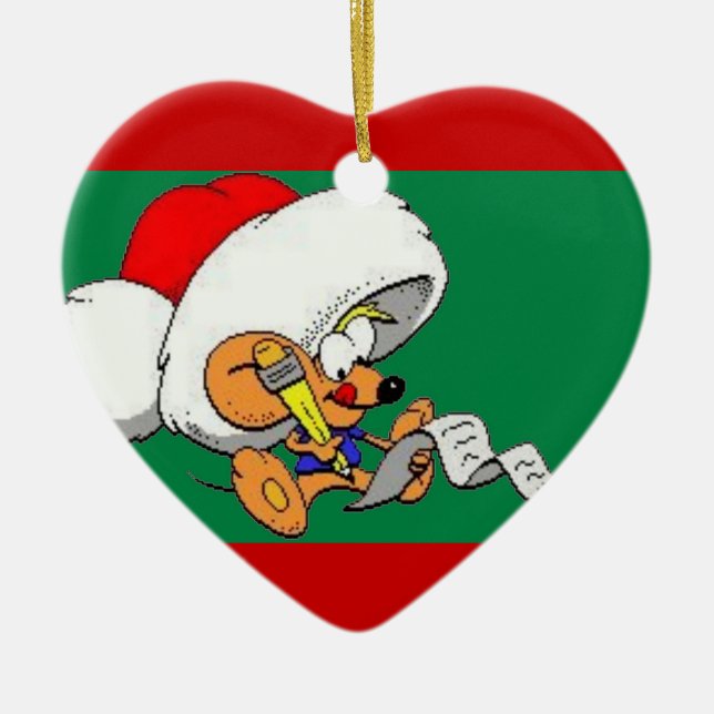 Christmas Mouse with List Ornament (Front)