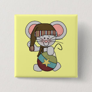Christmas Mouse With Ornament 2 Inch Square Button