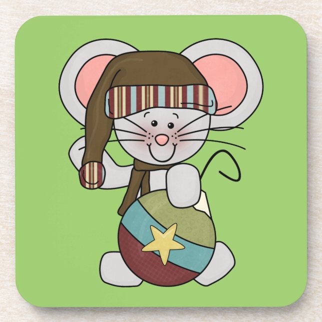 Christmas Mouse With Ornament Coaster (Front)