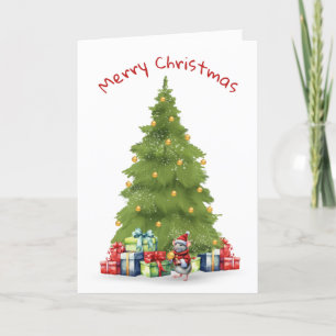Christmas Mouse With Ornament Holiday Card