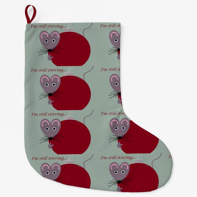 Christmas Mouse with Ornament Is Still Stirring Large Christmas Stocking (Front)