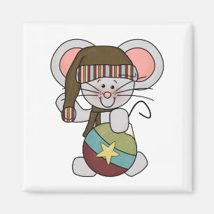 Christmas Mouse With Ornament Magnet