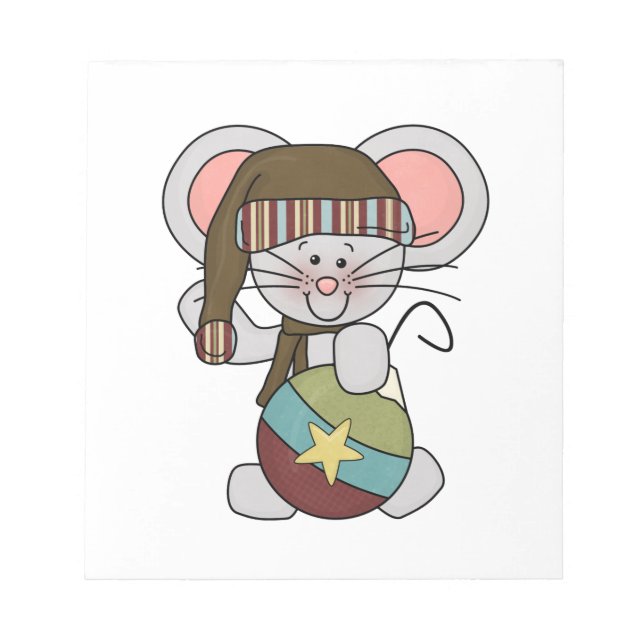 Christmas Mouse With Ornament Notepad (Front)
