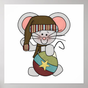 Christmas Mouse With Ornament Poster