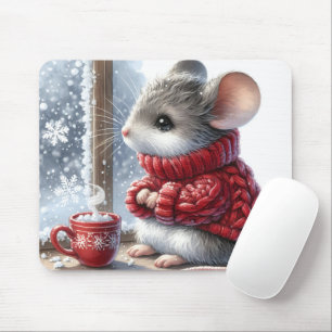 Christmas Mouse With Steaming Hot Cocoa Pad