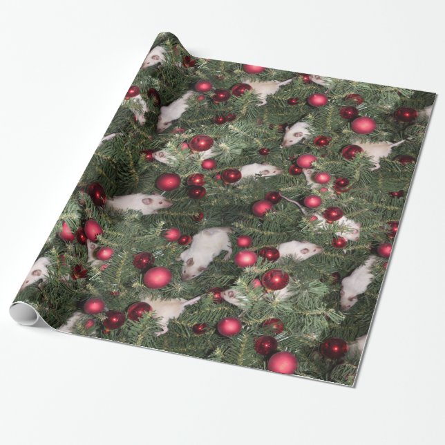 Christmas Mouse Wrapping Paper - Big Print (Unrolled)