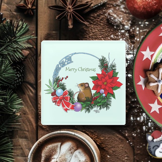 Christmas Mouse Wreath Glass Coaster (Creator Uploaded)