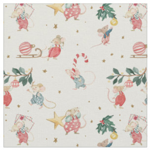 Christmas Mouse Xmas Holiday Mousekin Yule Winter Fabric