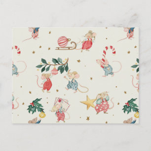 Christmas Mouse Xmas Holiday Mousekin Yule Winter Postcard