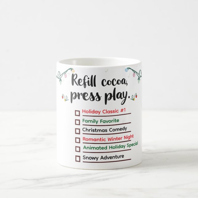 "Christmas Movie Checklist Mug - Cosy Holiday Wrap (Centre)