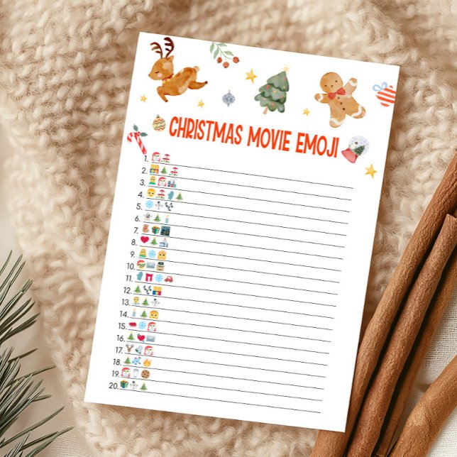Christmas Movie Emoji Game Holiday Card (Christmas Party Games )