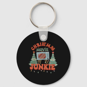 Christmas Movie Junkie Retro Christmas Tree Chrism Keychain