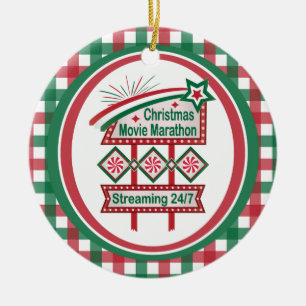 Christmas Movie Marathon Retro Marquee Festive Ceramic Ornament