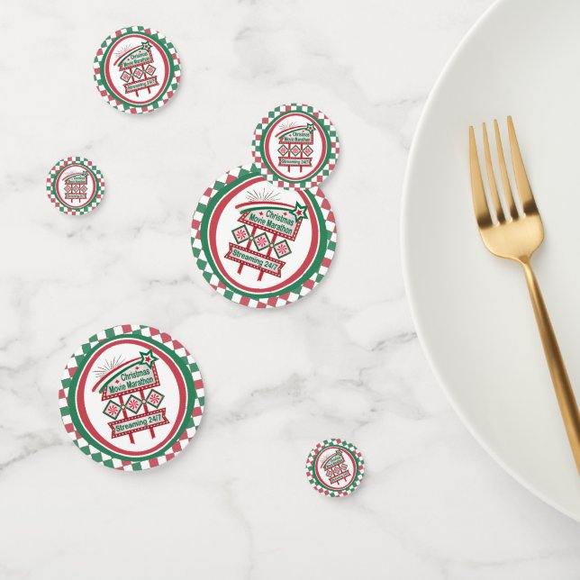 Christmas Movie Marathon Retro Marquee Festive Confetti (Group)