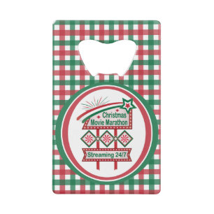 Christmas Movie Marathon Retro Marquee Festive Credit Card Bottle Opener