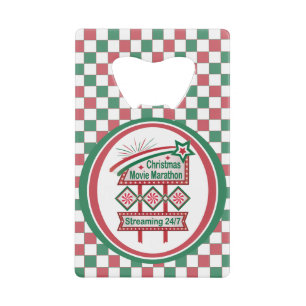 Christmas Movie Marathon Retro Marquee Festive Credit Card Bottle Opener