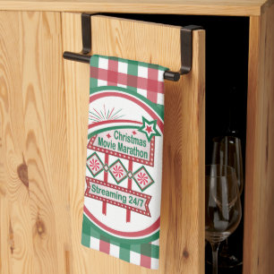 Christmas Movie Marathon Retro Marquee Festive Kitchen Towel