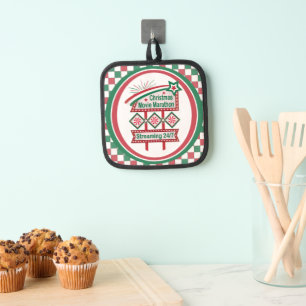 Christmas Movie Marathon Retro Marquee Festive Pot Holder