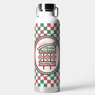 Christmas Movie Marathon Retro Marquee Festive Water Bottle