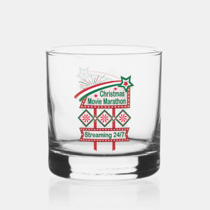 Christmas Movie Marathon Retro Marquee Festive Whiskey Glass