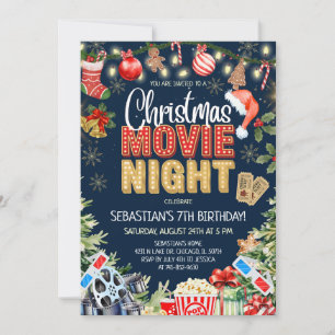 Christmas Movie Night Birthday Invitation
