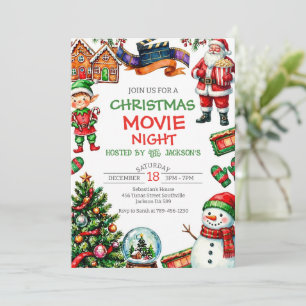 Christmas Movie Night Holiday Party Invitation