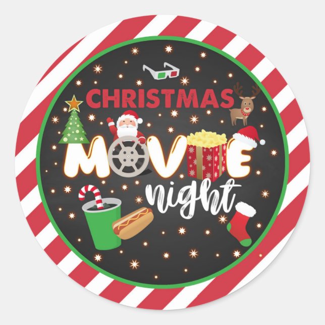 Christmas Movie Night Sticker (Front)